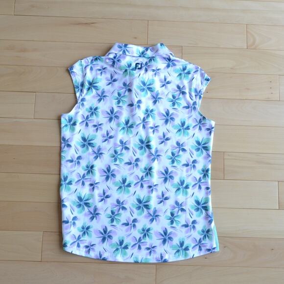 NWT Footjoy Sleeveless Shirt White, Green, Light Purple Size Small - Picture 4 of 5